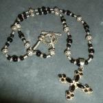 Item N7. Black onyx and ornate sterling silver beads. Antique cross pendant of sterling silver and black onyx cabochons - 20" length- ($75 plus $5.20 S/H)