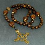 Palm wood (10mm) - hand carved Paters with gold vermeil accents- bronze casting of antique Ethiopean cross  $65.00 plus $5.20 S/H